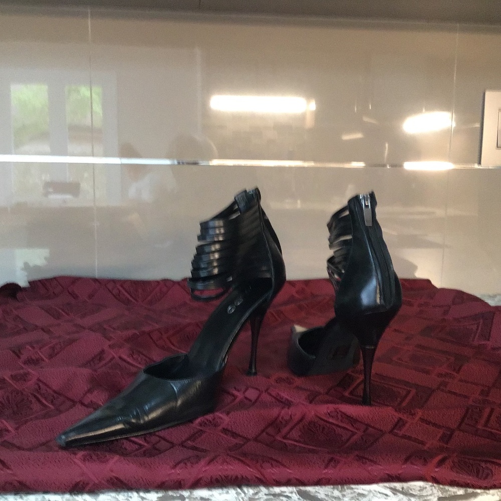 Aldo Black leather Caged heels